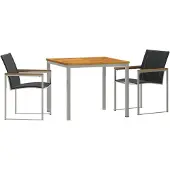 vidaXL Garten Essgruppe 3 stk. Massives Akazienholz und Edelstahl