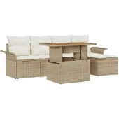vidaXL Garten-Sofa-Set mit Kissen 6 pcs Beige und Creme