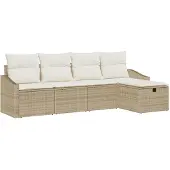 vidaXL Sofa Set 5 stk. Beige Poly-Rattan