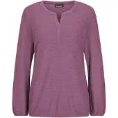 Goldner Kurzgröße: Elegante Bluse mit Zierblende, Rundhals in beere | Gr.: 20