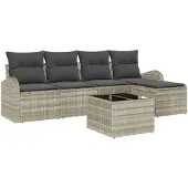 vidaXL Gartensofa-set 6 Stk. Hellgrau Poly-Rattan