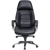FineBuy Designer Bürostuhl Schwarz Bezug Echtleder Schreibtischstuhl bis 120 kg XXL Chefsessel höhenverstellbar Drehstuhl ergonomisch mit Armlehnen