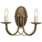 Elstead Lighting Nordische Industrie-Wandleuchte Minster Stahl Schwarz Gold 2 Lichter E14