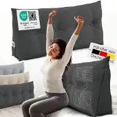 ELONEO Rückenkissen – Keilkissen fürs Bett & Sofa, abnehmbarer Bezug, praktisches Seitenfach Handy 1 St Kissen