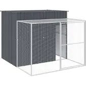 vidaXL Hundehütte mit Auslauf Anthrazit 214x253x181cm Verzinkter Stahl