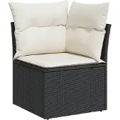 vidaXL 9-tlg. Garten-Sofagarnitur mit Kissen Schwarz Poly Rattan