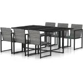 vidaXL 6-tlg. Garten-Sofagarnitur mit Kissen Schwarz Poly Rattan