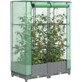 vidaXL Hochbeet mit Gewächshaus-Aufsatz Rattan-Optik 80x40x123 cm