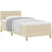 vidaXL Boxspringbett mit Kissen mit Kopfteil Creme 100 x 200 cm Stoff