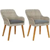 vidaXL Gartenstuhl 2 pcs Hellgrau 62,5 x 55 x 82 cm Poly-Rattan