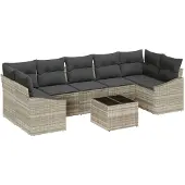 vidaXL Sofa Set 8 Stk. Hellgrau und Dunkelgrau Poly-Rattan