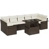 vidaXL Gartensofa-set 8 stk. Braun Poly-Rattan