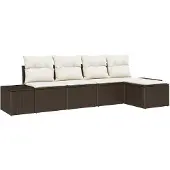 vidaXL Sofa Set 5 stk. Braun [Synthetisch]: Poly Rattan