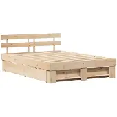 vidaXL Bettrahmen mit Kopfteil Braun 150 x 200 cm Massives Kiefernholz