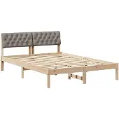 vidaXL Bettgestell Braun und Taupe 140 x 200 cm Massivholz Kiefer