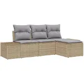 vidaXL Garten-Sofa-Set 4 stk. Beige und Hellgrau Poly-Rattan