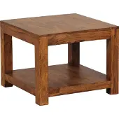 FineBuy Couchtisch Sheesham Massivholz 60x60 cm Quadratischer Wohnzimmertisch mit Ablage Handgefertigter Echtholztisch im natürlichen Stabil &