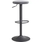 FineBuy Barhocker Samt Hocker Dunkelgrau ohne Lehne 58 - 79 cm Küchenhocker Stoff / Metall 100kg Design Barstuhl Tresenhocker Drehbar Bistrohocker