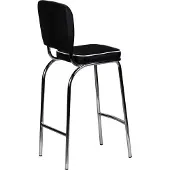 FineBuy Barhocker Schwarz American Diner 50er Jahre Retro Barstuhl Sitzfläche mit Rücken-Lehne Fußstütze Sitzhöhe 76 cm