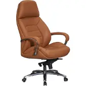 FineBuy Designer Bürostuhl Caramel Bezug Echtleder Schreibtischstuhl bis 120 kg XXL Chefsessel höhenverstellbar Drehstuhl ergonomisch mit Armlehnen