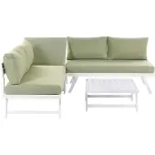 Beliani Gartenset Grün Aluminium Polyester 5-Sitzer 2 Sofas und Tisch Einstellbare Rückenlehne Terrasse Garten Outdoor Modern