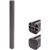 Mendler Alu-Pfosten Sarthe-WPC-Zaun, Pfeiler Pfahl, Stecksystem ~ 98cm, grau