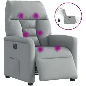 vidaXL Massagesessel Elektrisch Hellgrau Stoff