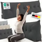 ELONEO Rückenkissen – Keilkissen fürs Bett & Sofa, abnehmbarer Bezug, praktisches Seitenfach Handy 1 St Kissen