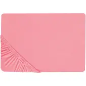 Beliani Spannbettlaken Baumwolle korallenrot 180 x 200 cm JANBU