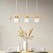 LumenXL Hängeleuchte Rosie 3-flammig mit Holz - Weiß