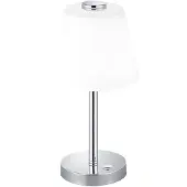 TRIO Design LED Wohnzimmerlampe Chrom TOUCH dimmbar Nachttischleuchte Glasschirm weiß