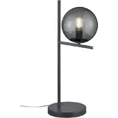 TRIO Design Nachttischlampe Anthrazit Lampenschirm Kugel Rauchglas fürs Schlafzimmer