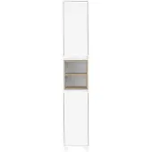 SoBuy BZR147-W Hochschrank mit 2 Türen und 2 Fächern Aufbewahrungsschrank Badezimmerschrank mit offenen Fächern Dunkelgrau BHT ca. 30x170x30cm
