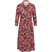Goldner Sommerkleid "Kurzgröße Fließendes Viskosekleid mit Knopfleiste" Manschettenärmel
