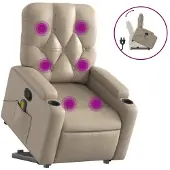 vidaXL Massagesessel mit Aufstehhilfe Cappuccino-Braun Kunstleder
