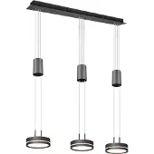 TRIO LED Balkenpendelleuchte FRANKLIN höhenverstellbar 3-flammig, Anthrazit
