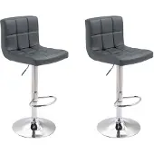 Happy Garden 2er Set Barhocker grau höhenverstellbar 86-106 cm drehbar gepolstert mit Fußstützen