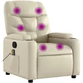 vidaXL Massagesessel mit Relaxfunktion, Kunstleder, Creme