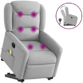 vidaXL Massagesessel mit Aufstehhilfe Wolkengrau Stoff