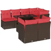 vidaXL 8-teiliges Gartensofa-Set mit Kissen, braun, Polyrattan