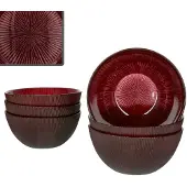 MamboCat 6x Suez Müslischale 420ml Glas Rot Goldglitzer Bowl Dessert Salat Weihnachten
