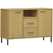 vidaXL Sideboard OSLO mit Metallbeinen Braun 113x40x77 cm Massivholz