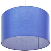 Beliani Hängeleuchte Blau runder Stoffschirm 48 cm Durchmesser Trommelform Retro Stil