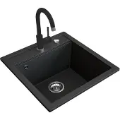 Bergström Granitspüle mit Armatur Schwarz 49 x 50 cm mit Armatur Schwarz, Model 42108
