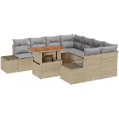 vidaXL Garten-Sofa-Set 9 stk. Beige Poly Rattan