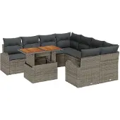 vidaXL Garten-Sofa-Set 9 Stk. Grau