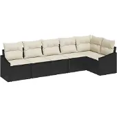 vidaXL Sofa Set 6 stk. Schwarz [Synthetisch]: Poly Rattan
