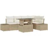 vidaXL Gartensofa-set 6 stk. Beige Poly-Rattan