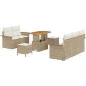 vidaXL Gartensofa-set 8 stk. Beige Poly-Rattan