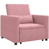 vidaXL Ausziehbare Schlafcouch Einzel mit Rädern Hellrosa Samt